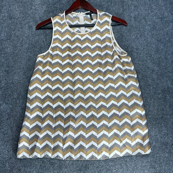 Rag & Bone Top Womens Medium Sleeveless Blouse Silk Print Zip Back Neck - Picture 1 of 7